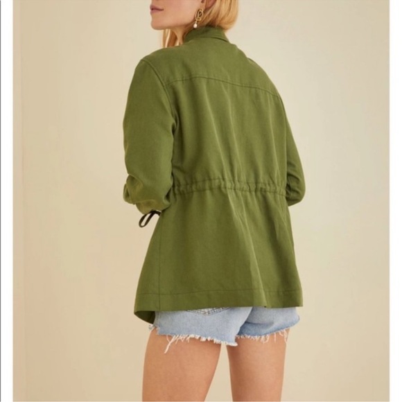 Amour Vert Hathaway Utility Jacket Military Army Green Size Large Linen Blend - Picture 4 of 9